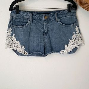 Harper Denim Shorts w/ White Embroidery